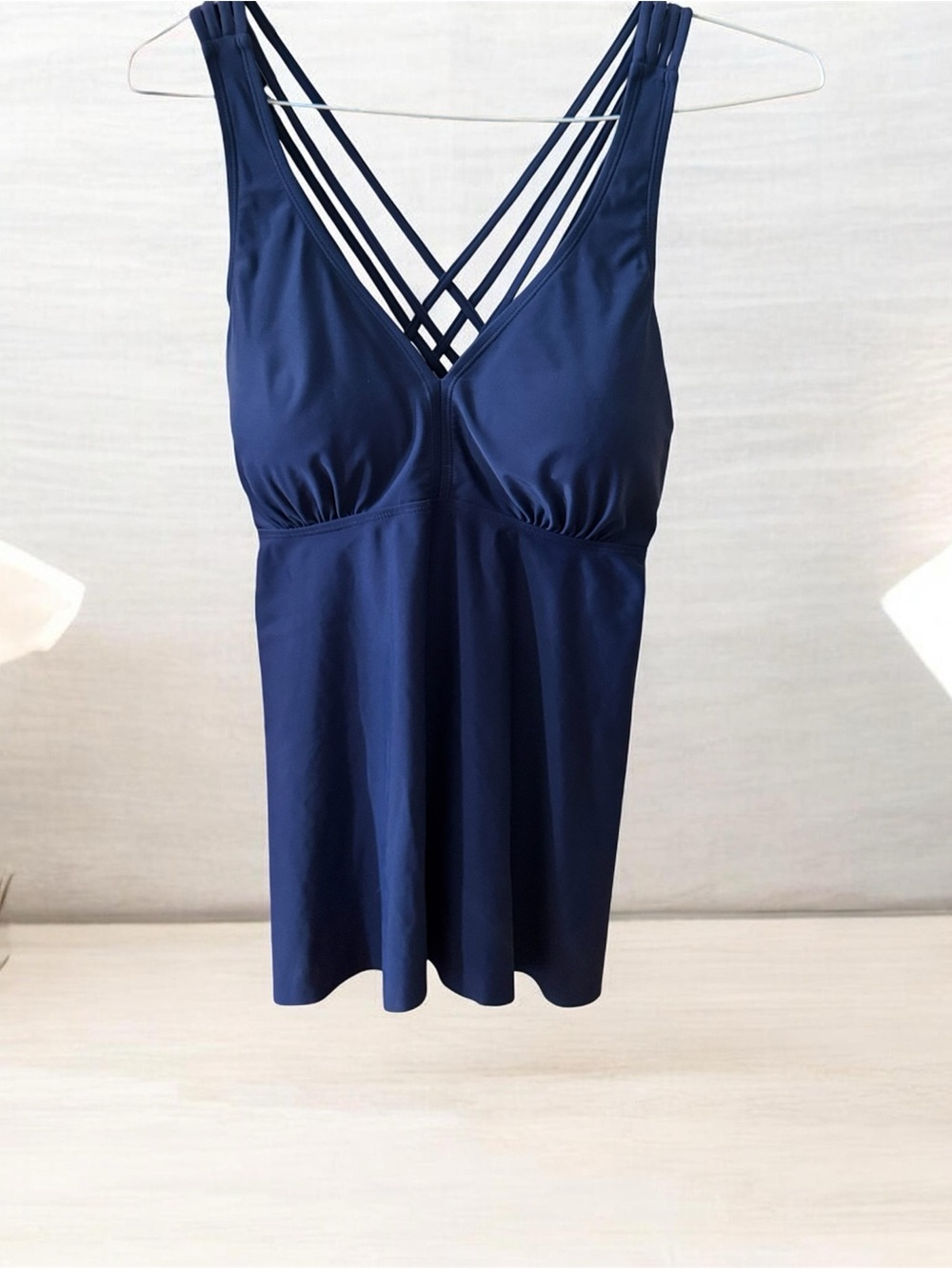 Amazon Navy Blue Strappy V-Neck Tankini Top